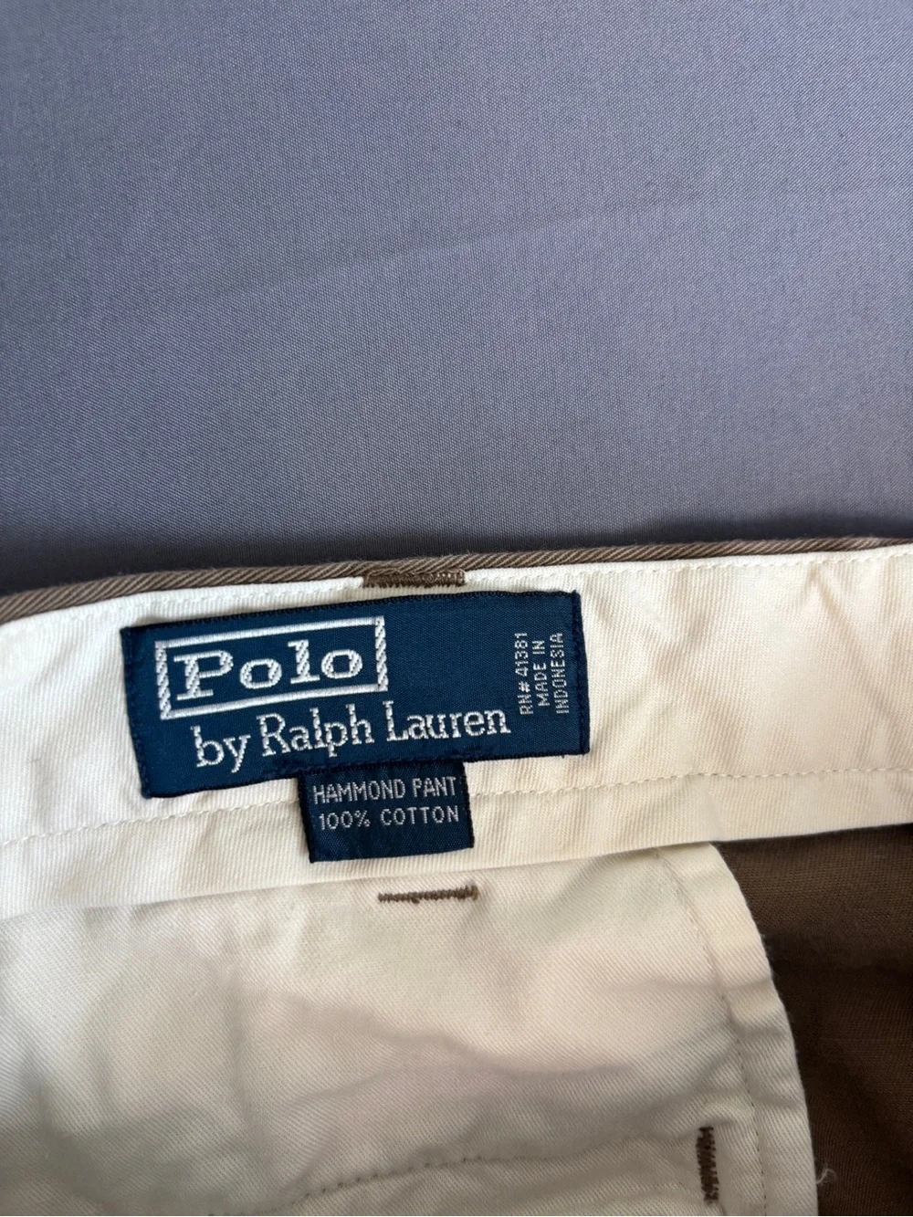 Polo Ralph Lauren Hammond Pants Men's 36x32 Brown Pleated Classic Chino Cotton - Picture 5 of 9
